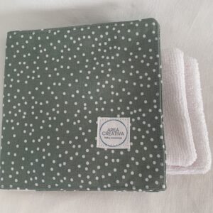 Funda Desmaquilladores verde con lunares