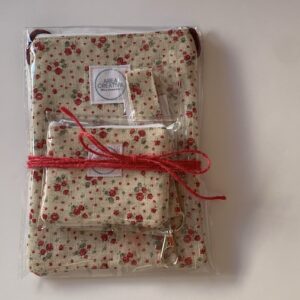 Bolso para móvil tipo bandolera + monedero + llavero, tejido floral